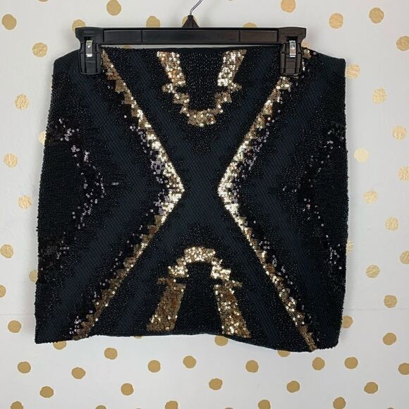 𝅺FATE Embellished Beaded Sequin Mini Skirt L - Picture 2 of 6